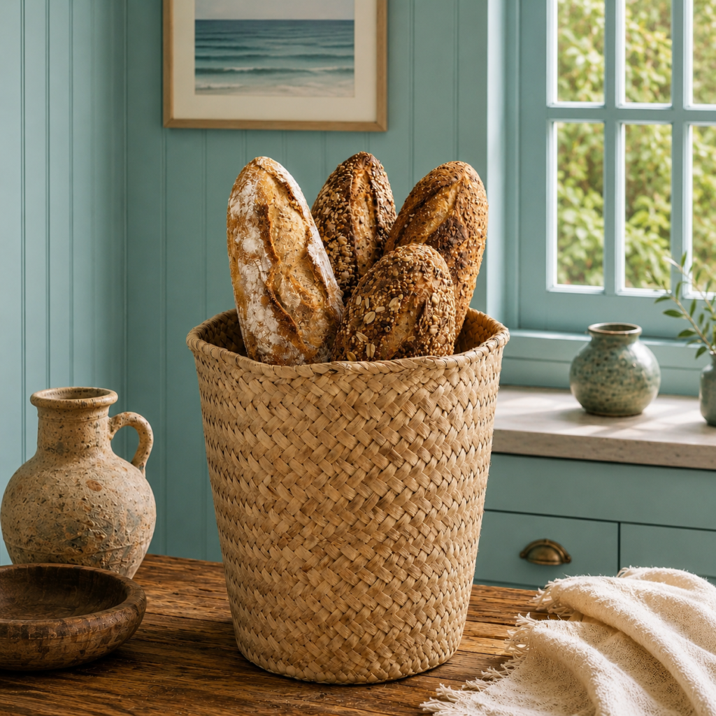 Handmade Palm Straw Bread Basket